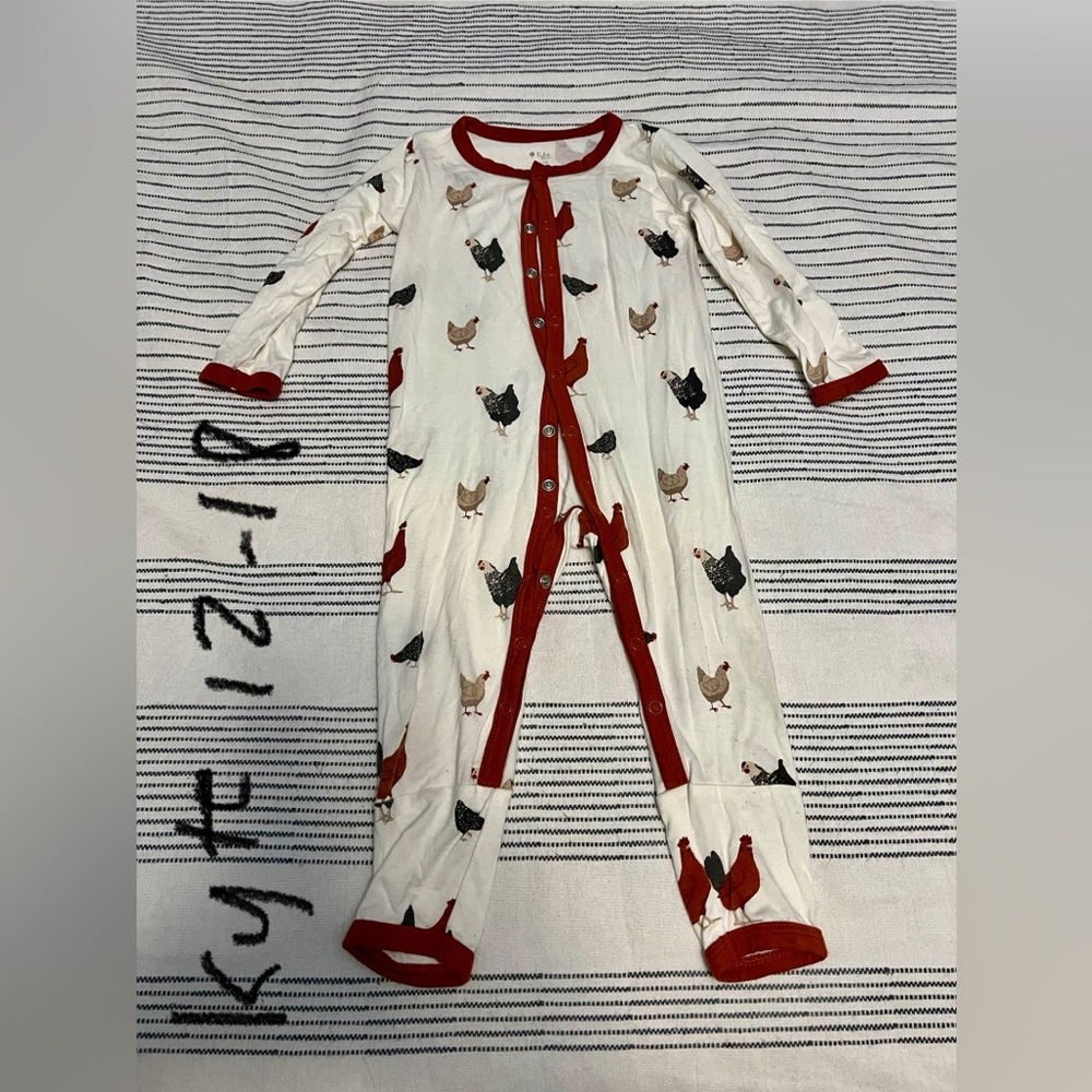 GUC Kyte Baby Zippy Romper, Chickens, Sz 12-18 Mo